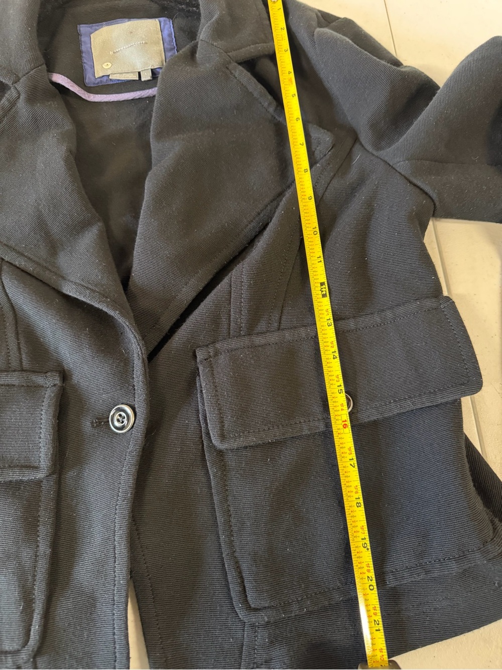Anthropologie Black Cropped Moto Jacket L Utility Zip Cuffs - Picture 4 of 7